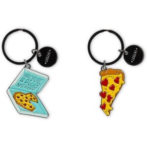 LEGAMI Set of 2 Enameled Metal Keychains, What a Key Ring!, Pizza Design, Gift for Couple, Bag Charm Keychain, Durable Spiral Ring, Size 4 x 8.5 x 0.3 cm, yellow, Taglia unica LEGAMI Set of 2 Enameled Metal Keychains, What a Key Ring!, Pizza Design, Gift for Couple, Bag Charm Keychain, Durable Spiral Ring, Size 4 x 8.5 x 0.3 cm, yellow, Taglia unica
