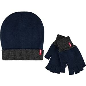 Levi's Men's Reversible Warm Winter Beanie with Fingerless Glove Set, Navy/Grey, One Size Levi's Men's Reversible Warm Winter Beanie with Fingerless Glove Set, Navy/Grey, One Size