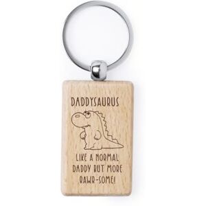 eBuyGB Daddysaurus Wooden Rectangle Keyring, Dinosaur Key Chain, Dad Birthday Gift, Present for Daddy eBuyGB Daddysaurus Wooden Rectangle Keyring, Dinosaur Key Chain, Dad Birthday Gift, Present for Daddy
