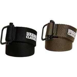 Urban Classics Unisex_Adult Industrial Canvas Belt 2-Pack, Black/Olive, Small-Medium Urban Classics Unisex_Adult Industrial Canvas Belt 2-Pack, Black/Olive, Small-Medium