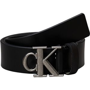 Calvin Klein Men's Monogram Plaque Buckle 3.5 cm Leather Belt, Black (Black/Antique Silver), 33.5 inches Calvin Klein Men's Monogram Plaque Buckle 3.5 cm Leather Belt, Black (Black/Antique Silver), 33.5 inches