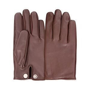 Mens Classic Driving Gloves Vintage Button Style Soft Lambskin Leather Dress Fashion (Small, Brown - 516)