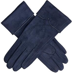 Dents Women's Navy Touchscreen Faux Suede Fold Over Cuff Gloves