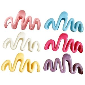 Fogcroll Womens & Girls Hair Claws, 6 Pcs Hair Grippers Wave Shape Solid Color Smooth Strong Claw Wavy Anti-slip Anti-crack Hair Organization Styling Tool Hair Fogcroll Womens & Girls Hair Claws, 6 Pcs Hair Grippers Wave Shape Solid Color Smooth Strong Claw Wavy Anti-slip Anti-crack Hair Organization Styling Tool Hair