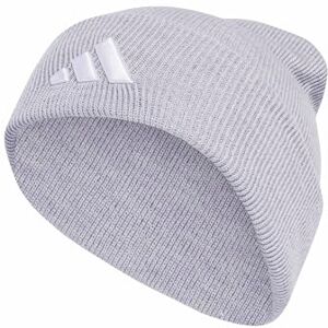 adidas Unisex New Logo Beanie Cuff, Light Grey Heather/White, S adidas Unisex New Logo Beanie Cuff, Light Grey Heather/White, S