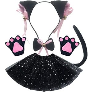 OUBEIDUO Hairband Womens, Cute Cat Cosplay Costume Set for Women Plush Ear Headband/Collar/Tail/Paw Gloves Halloween Party Anime Props Clothing OUBEIDUO Hairband Womens, Cute Cat Cosplay Costume Set for Women Plush Ear Headband/Collar/Tail/Paw Gloves Halloween Party Anime Props Clothing