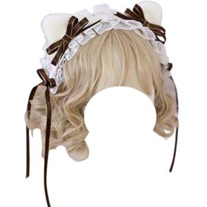 TO KU TOO YUO Lace Bow Headband Satin Hair Ribbon Bows Headwear Cat Ear Hairband Lolita Party Cosplay Hair Accessories for Women (Brown) TO KU TOO YUO Lace Bow Headband Satin Hair Ribbon Bows Headwear Cat Ear Hairband Lolita Party Cosplay Hair Accessories for Women (Brown)