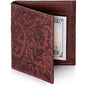 SURAZO Leather Wallet for Men and Women Handmade Wallet with Floral Embossing Slim Wallet with Money Clip, 4 Card Slots and Coin Compartment Genuine Leather Vintage Wallet Brown Ideal Face, SURAZO Leather Wallet for Men and Women Handmade Wallet with Floral Embossing Slim Wallet with Money Clip, 4 Card Slots and Coin Compartment Genuine Leather Vintage Wallet Brown Ideal Face,