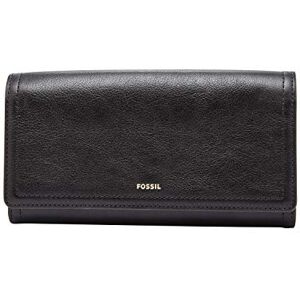Fossil Wallet for Women Logan, Leather/Polyurethane Trim Flap Clutch black 19.4 cm L x 2.5 cm W x 10.2 cm H SL7833001 Fossil Wallet for Women Logan, Leather/Polyurethane Trim Flap Clutch black 19.4 cm L x 2.5 cm W x 10.2 cm H SL7833001