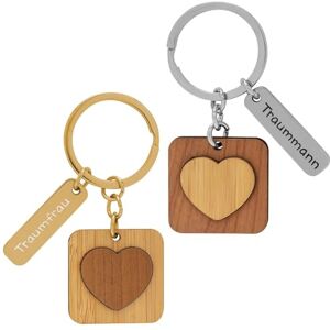 GRUSS & CO Key Ring Dream Woman, Dream Man Pendant Set with 2 Wooden Pendants, Charm and Key Ring Gift for Couples, Wedding Gift 48562, multicoloured, Länge 7 cm, Motif Traummann & TraumFrau, GRUSS & CO Key Ring Dream Woman, Dream Man Pendant Set with 2 Wooden Pendants, Charm and Key Ring Gift for Couples, Wedding Gift 48562, multicoloured, Länge 7 cm, Motif Traummann & TraumFrau,
