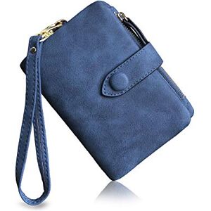 Pofee Womens Small Bifold Leather Wallets Rfid Ladies Wristlet with Card slots id window Zipper Coin Purse Blue S Pofee Womens Small Bifold Leather Wallets Rfid Ladies Wristlet with Card slots id window Zipper Coin Purse Blue S