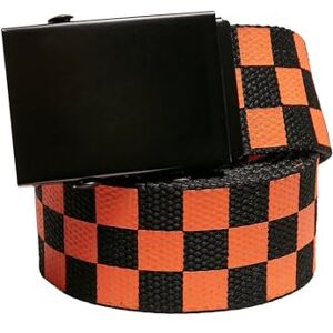 Urban Classics Unisex Check and Solid Canvas Pack of 2 Belt, Black/Orange, L-XL UK Urban Classics Unisex Check and Solid Canvas Pack of 2 Belt, Black/Orange, L-XL UK