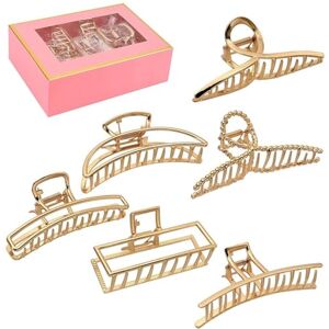 BOSREROY Alloy Hair Claw Large 6PCS - Fashion Decorative Hold Barrette Strong Catch Hair Jaw Lightweight Hollow Clip BOSREROY Alloy Hair Claw Large 6PCS - Fashion Decorative Hold Barrette Strong Catch Hair Jaw Lightweight Hollow Clip