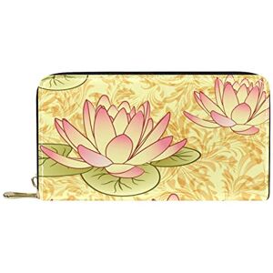 Chenezl Classic Long Leather Wallet Lotus Flowers Clutch Travel Coin Purse Card Package Fashion Money Bag for Women Men Chenezl Classic Long Leather Wallet Lotus Flowers Clutch Travel Coin Purse Card Package Fashion Money Bag for Women Men