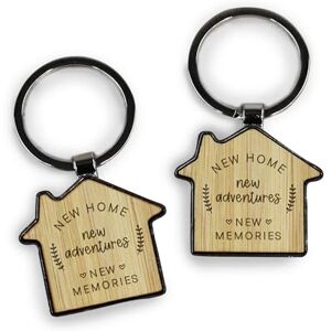 eBuyGB Engraved New Home, New Adventures Keyring Set of 2 First Home Keychain, Gifts for Homeowner, Moving House, Couples Keyrings eBuyGB Engraved New Home, New Adventures Keyring Set of 2 First Home Keychain, Gifts for Homeowner, Moving House, Couples Keyrings