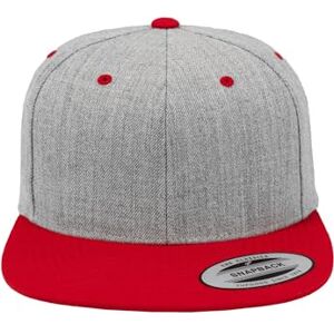 Flexfit Yupoong Unisex Kappe Classic Snapback 2-Tone, zweifarbige blanko Cap mit geradem Schirm, One Size Einheitsgröße für Männer und Frauen, Farbe heather/red Flexfit Yupoong Unisex Kappe Classic Snapback 2-Tone, zweifarbige blanko Cap mit geradem Schirm, One Size Einheitsgröße für Männer und Frauen, Farbe heather/red