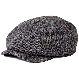 BOTVELA Men's 8 Piece Wool Blend Newsboy Flat Cap Herringbone Tweed Hat Grey 7.625 BOTVELA Men's 8 Piece Wool Blend Newsboy Flat Cap Herringbone Tweed Hat Grey 7.625