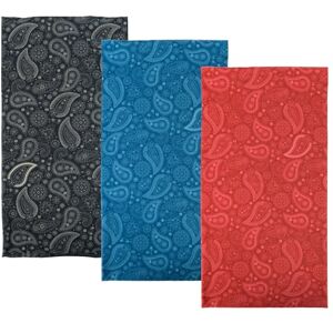 Oxford Comfy Head Helmet Scarf Neck Warmer. Paisley. 3-Pack. Head and Neck Wear Bike Scarf Base Layer. Black/Red/Blue Oxford Comfy Head Helmet Scarf Neck Warmer. Paisley. 3-Pack. Head and Neck Wear Bike Scarf Base Layer. Black/Red/Blue