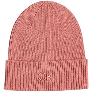 Calvin Klein Women's Warm Embroidery Fine Rib Knitted Beanie, Pink (Dusty Rose), One Size Calvin Klein Women's Warm Embroidery Fine Rib Knitted Beanie, Pink (Dusty Rose), One Size