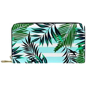 Chenezl Classic Long Leather Wallet Green Stripe Palm Clutch Travel Coin Purse Card Package Fashion Money Bag for Women Men Chenezl Classic Long Leather Wallet Green Stripe Palm Clutch Travel Coin Purse Card Package Fashion Money Bag for Women Men