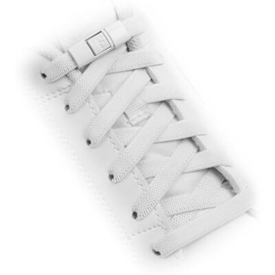 TEEZY No Tie Shoe Laces for Trainers Premium Elastic Weave & Chrome Buckle Adult/Kids Tieless Elastic Shoelaces ORIGINAL (White) TEEZY No Tie Shoe Laces for Trainers Premium Elastic Weave & Chrome Buckle Adult/Kids Tieless Elastic Shoelaces ORIGINAL (White)