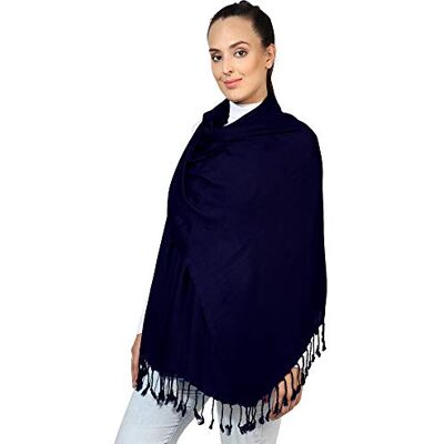 World of Shawls Pashmina Style All Seasons Handcrafted Wrap Shawl Stole Scarf (Navy Blue) World of Shawls Pashmina Style All Seasons Handcrafted Wrap Shawl Stole Scarf (Navy Blue)