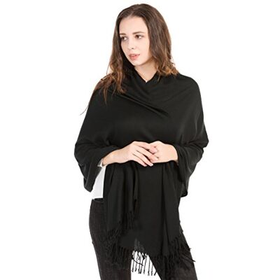 World of Shawls Pashmina Style All Seasons Handcrafted Wrap Shawl Stole Scarf (Black) World of Shawls Pashmina Style All Seasons Handcrafted Wrap Shawl Stole Scarf (Black)