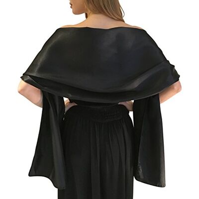 Central Chic Stunning Silky Satin Bridal Wrap Stole Shawl Pashmina Scarf Weddings Brides (L-XL, Black) Central Chic Stunning Silky Satin Bridal Wrap Stole Shawl Pashmina Scarf Weddings Brides (L-XL, Black)