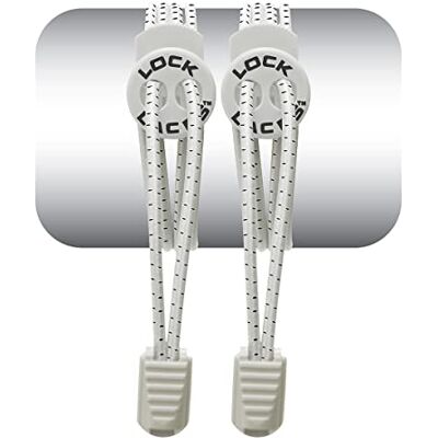 LOCK LACES Elastic No Tie Shoe Laces One Size Fits All for Kids and Adults Elastic No Tie Shoelaces, White LOCK LACES Elastic No Tie Shoe Laces One Size Fits All for Kids and Adults Elastic No Tie Shoelaces, White