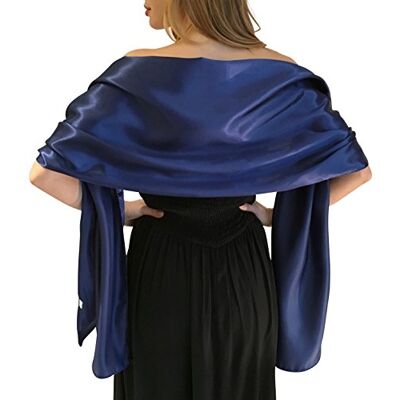 Central Chic Stunning Silky Satin Bridal Wrap Stole Shawl Pashmina Scarf Weddings Brides (L-XL, Midnight Blue) Central Chic Stunning Silky Satin Bridal Wrap Stole Shawl Pashmina Scarf Weddings Brides (L-XL, Midnight Blue)
