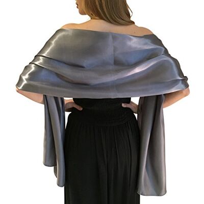 Central Chic Stunning Grey Satin Bridal Wrap Stole Shawl Pashmina Scarf Weddings Brides (L-XL, Gunmetal Grey) Central Chic Stunning Grey Satin Bridal Wrap Stole Shawl Pashmina Scarf Weddings Brides (L-XL, Gunmetal Grey)