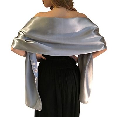 Central Chic Stunning Silky Satin Bridal Wrap Stole Shawl Pashmina Scarf Weddings Brides Bridesmaids (S-M, Silver) Central Chic Stunning Silky Satin Bridal Wrap Stole Shawl Pashmina Scarf Weddings Brides Bridesmaids (S-M, Silver)