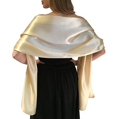 Central Chic Stunning Silky Satin Bridal Wrap Stole Shawl Pashmina Scarf Weddings Brides Bridesmaids (S-M, Champagne Gold) Central Chic Stunning Silky Satin Bridal Wrap Stole Shawl Pashmina Scarf Weddings Brides Bridesmaids (S-M, Champagne Gold)