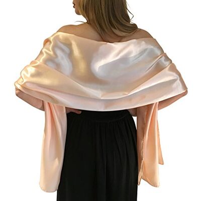 Central Chic Stunning Silky Satin Bridal Wrap Stole Shawl Pashmina Scarf Weddings Brides (L-XL, Apricot Peach) Central Chic Stunning Silky Satin Bridal Wrap Stole Shawl Pashmina Scarf Weddings Brides (L-XL, Apricot Peach)