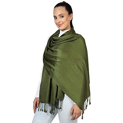 World of Shawls Pashmina Style All Seasons Handcrafted Wrap Shawl Stole Scarf (Olive Green) World of Shawls Pashmina Style All Seasons Handcrafted Wrap Shawl Stole Scarf (Olive Green)