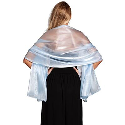Central Chic Silky Iridescent Wrap Stole Shawl Pashmina For Weddings Bridal Bridemaids & Evening Wear (Light Blue) Central Chic Silky Iridescent Wrap Stole Shawl Pashmina For Weddings Bridal Bridemaids & Evening Wear (Light Blue)