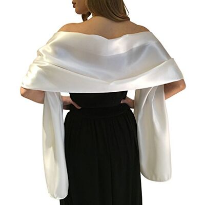 Central Chic Stunning Silky Satin Bridal Wrap Stole Shawl Pashmina Scarf Weddings Brides (L-XL, Ivory) Central Chic Stunning Silky Satin Bridal Wrap Stole Shawl Pashmina Scarf Weddings Brides (L-XL, Ivory)