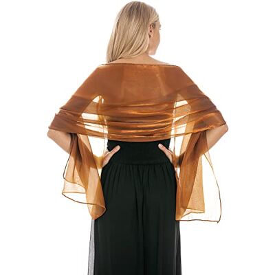 Central Chic Brown Silky Iridescent Wrap Stole Shawl For Weddings Bridal Bridesmaids & Evening Wear Central Chic Brown Silky Iridescent Wrap Stole Shawl For Weddings Bridal Bridesmaids & Evening Wear