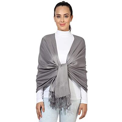 World of Shawls Pashmina Style All Seasons Handcrafted Wrap Shawl Stole Scarf (Dark Silver) World of Shawls Pashmina Style All Seasons Handcrafted Wrap Shawl Stole Scarf (Dark Silver)