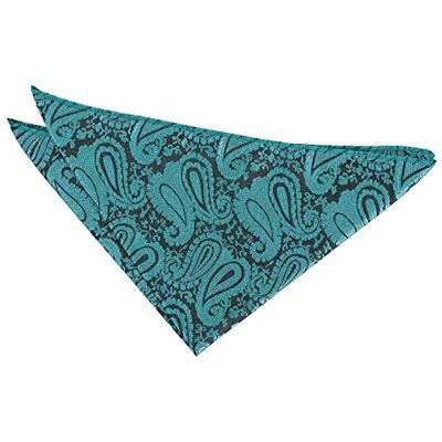 DQT Mens Paisley Floral Jacquard Pocket Square Wedding, Business & Formal Suit Handkerchief Teal DQT Mens Paisley Floral Jacquard Pocket Square Wedding, Business & Formal Suit Handkerchief Teal