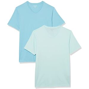 Amazon Essentials Men's T-Shirt Slim-Fit Short-Sleeve V-Neck, Pack of 2, Aqua Blue/Light Blue, XX-Large Amazon Essentials Men's T-Shirt Slim-Fit Short-Sleeve V-Neck, Pack of 2, Aqua Blue/Light Blue, XX-Large