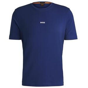 Boss Mens Tee Stretch-Cotton Regular-fit T-Shirt with Contrast Logo Boss Mens Tee Stretch-Cotton Regular-fit T-Shirt with Contrast Logo