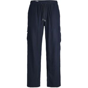 JACK & JONES Men's Jpstbill Jjnate Linen Blend Cargo Jog Sn Trousers, Dark Navy, M JACK & JONES Men's Jpstbill Jjnate Linen Blend Cargo Jog Sn Trousers, Dark Navy, M
