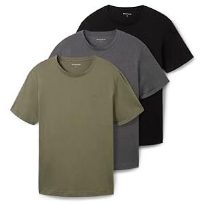 TOM TAILOR Men's 1042374 Basic T-Shirt in a Pack of 3, 29999-Black, XXL TOM TAILOR Men's 1042374 Basic T-Shirt in a Pack of 3, 29999-Black, XXL