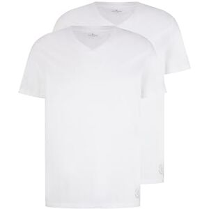 TOM TAILOR Men's Basic T-Shirt in Double Pack with V-neck 1008639, 20000 White, 3XL TOM TAILOR Men's Basic T-Shirt in Double Pack with V-neck 1008639, 20000 White, 3XL