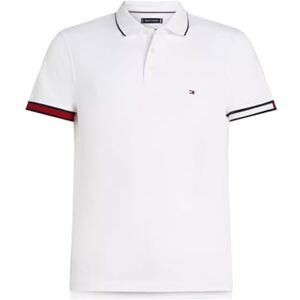 Tommy Hilfiger Men’s Short Sleeve Flag Cuff Slim Fit Polo Shirt, White (White), XXL Tommy Hilfiger Men’s Short Sleeve Flag Cuff Slim Fit Polo Shirt, White (White), XXL
