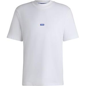 Hugo Boss Mens Nieros Cotton-Jersey T-Shirt with Blue Logo Patch Hugo Boss Mens Nieros Cotton-Jersey T-Shirt with Blue Logo Patch