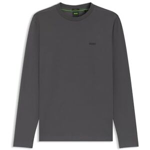 Boss Mens Tee Long Long-Sleeved T-Shirt in Stretch Cotton with Contrast Logo Boss Mens Tee Long Long-Sleeved T-Shirt in Stretch Cotton with Contrast Logo