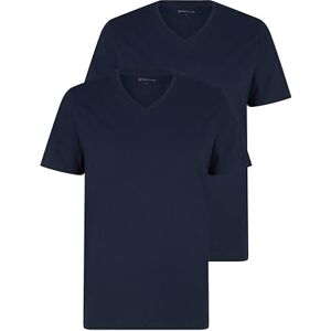 TOM TAILOR Men's Basic T-Shirt in Double Pack with V-neck 1008639, 10302 Dark Blue, XXL TOM TAILOR Men's Basic T-Shirt in Double Pack with V-neck 1008639, 10302 Dark Blue, XXL