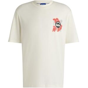 Hugo Boss Mens Nufloro Cotton-Jersey T-Shirt with Logo Prints Hugo Boss Mens Nufloro Cotton-Jersey T-Shirt with Logo Prints